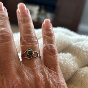Vintage Sterling Silver and Green Jade Ring